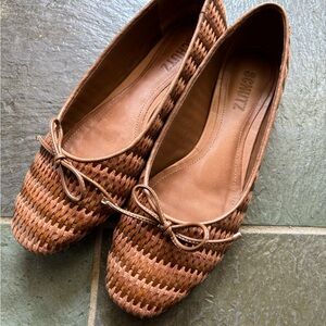 SCHUTZ Arissa Straw Flats with Bow